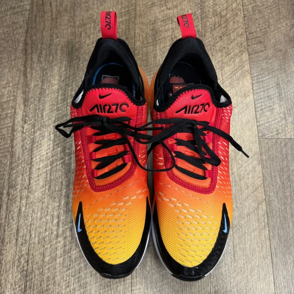 Nike Air Max 270 "Sunset" University Red Gold Sneakers Men's Size 9 - Picture 3 of 9